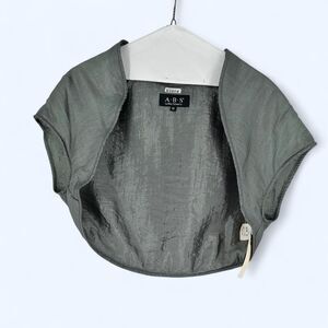Charcoal Gray Metallic Cropped Gritty Utility Gorpcore Bolero Jacket